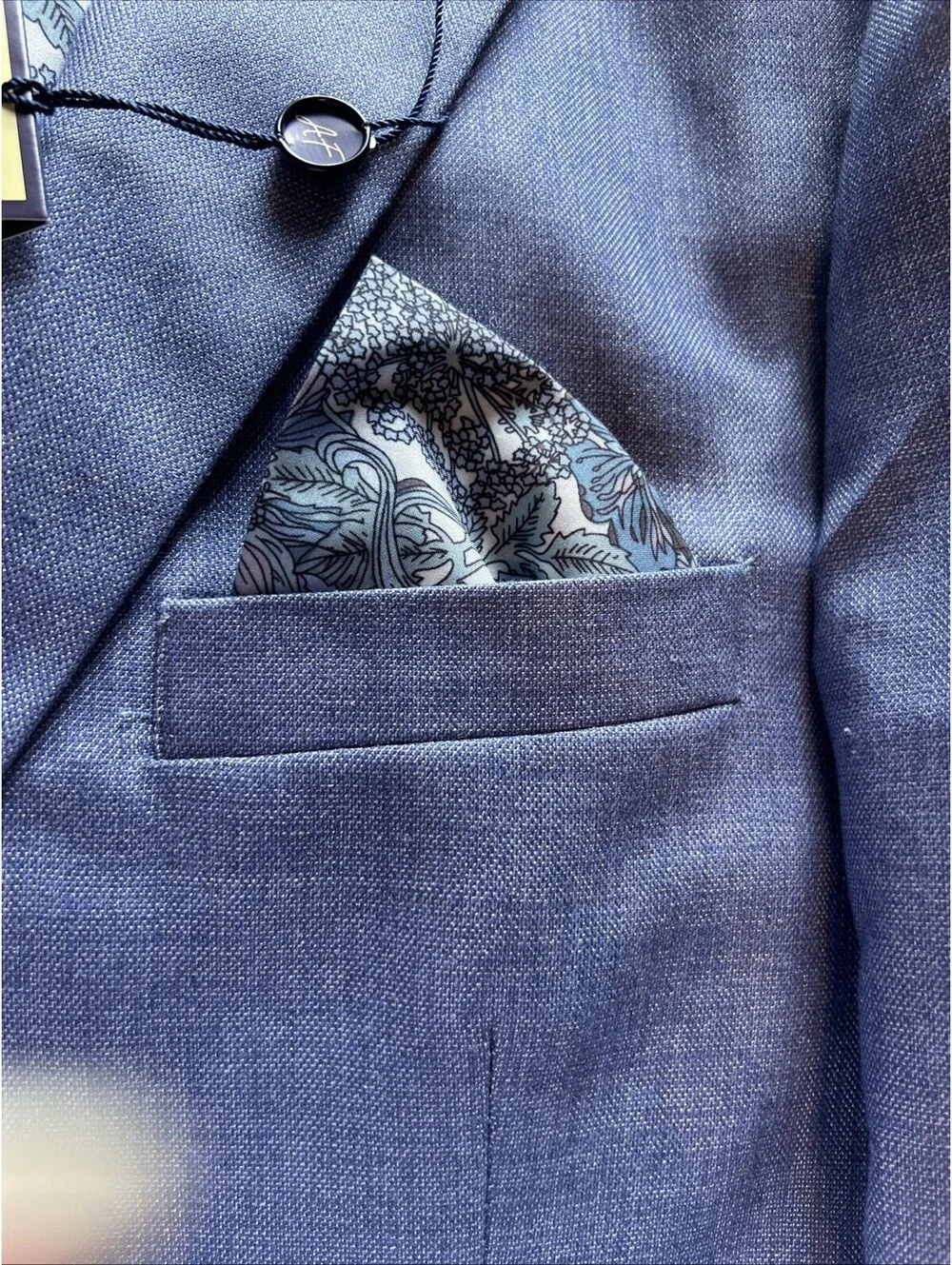 Alan Flusser Size L NWT Blue Sports Coat Blazer Lined Pockets Single Breasted